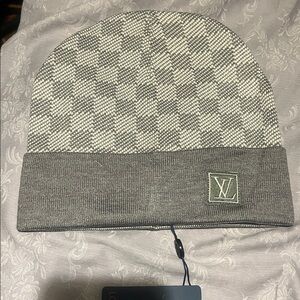 Louis Vuitton Gray Checkered Beanie
